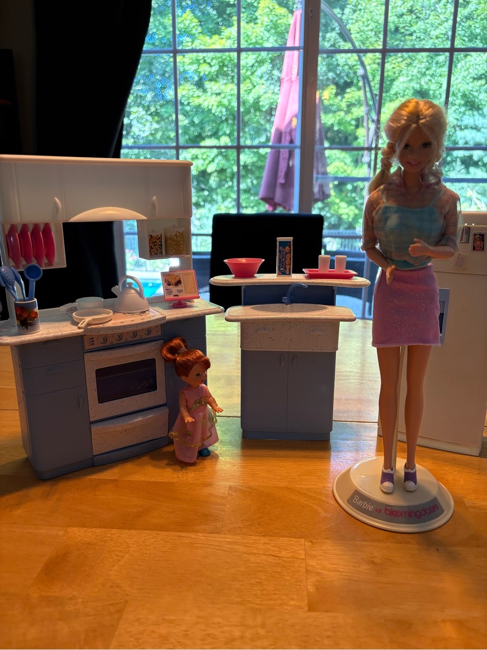 Barbie Pink and Light Blue Play Kitchen with Accessories